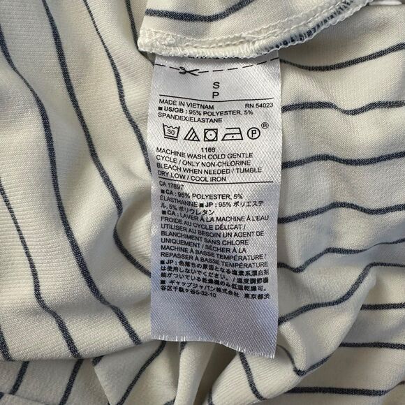 Banana Republic White Black Stripe Off Shoulder Button Up Top Size Small - Picture 6 of 7